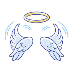 Obraz premium angel wings and halo icon, angel wings and halo vector illustration-simple illustration of angel wings and halo, perfect for angel wings and halo logos and themed design 