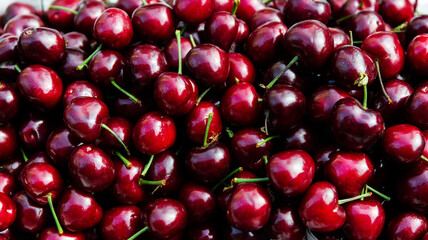 Pile of cherry fruits in market