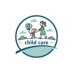 Baby shop child care day care school and kids logo day care create distinctive mother care vector eps logo design	