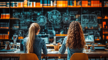 Students Engaging in AI-Driven Competitive Learning with Digital Interfaces in Library