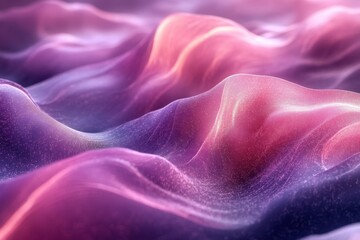 Obraz premium Vibrant mountain landscape with flowing waves of pink and purple hues in a soft digital artwork
