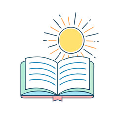 book and sun icon, book and sun vector illustration-simple illustration of book and sun, perfect for book and sun logos and themed design 