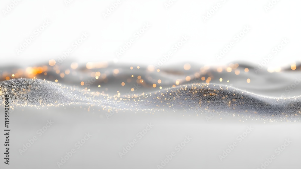 Poster abstract representation of soft waves with sparkling light elements.