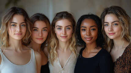 Fototapeta premium Empowering Portrait of Diverse Women United in Celebrating Strength and Beauty for Women's History Month