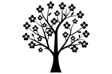 Spring Easter Flower Tree Clipart Vector Illustration