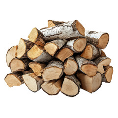 Fototapeta premium Firewood pile on transparent background, PNG 
