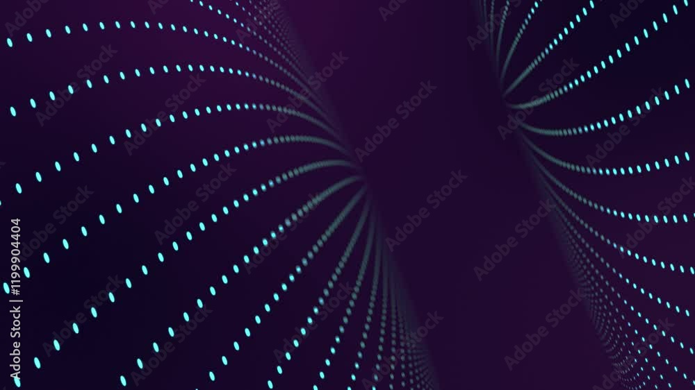 Poster abstract technology tunnel with glowing dots - purple looping animation