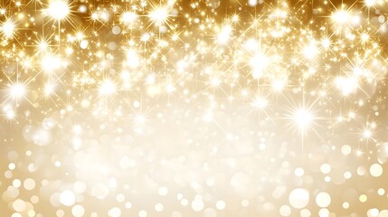 A shimmering golden background filled with sparkling light and bokeh effects.
