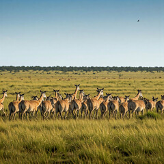 Fototapeta premium herd of wildebeest in the wildlife