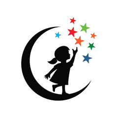 Reaching Stars Logo Design Template. Dream star logo vector template