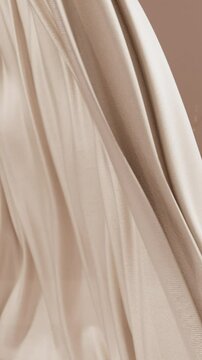 A minimalist still life animation with a draped beige fabric curtain, round vase with dried grasses adds a subtle touch of nature and elegance. Neutral tones natural elegant beauty background