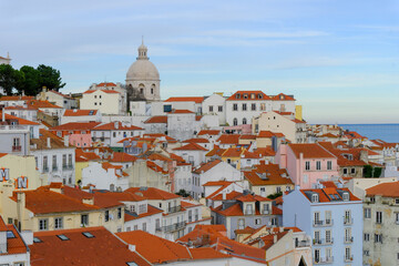 Fototapeta premium Old town view over rooftops and streets in the centre of Lisbon, Portugal