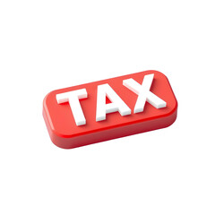 3d render red and white color Tax button PNG