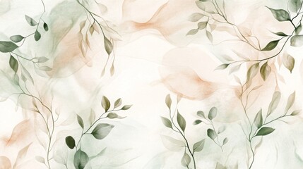 A light watercolor pattern of abstract organic shapes like flowing branches, leaves, and soft curves in pastel tones