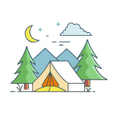 camping icon, camping vector illustration-simple illustration of camping, perfect for camping logos and themed design 