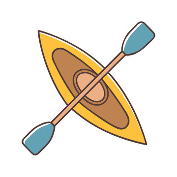 yellow kayak with blue paddle clip art preview