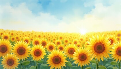 Obraz premium Golden Sunflowers Bloom Against a Sunset Sky