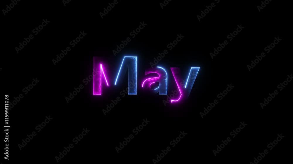 Aufkleber glowing colorful light neon text month of may . abstract glowing may month text neon light effect ba