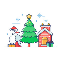 christmas icon, christmas vector illustration-simple illustration of christmas, perfect for christmas logos and themed design 