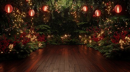 Festival celebration in lush garden scene