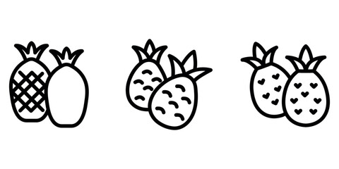 pineapple outline or line icon design bundle.