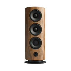 Fototapeta premium Modern Wooden Tower Speaker Design for Audiophiles Isolated on transparent background
