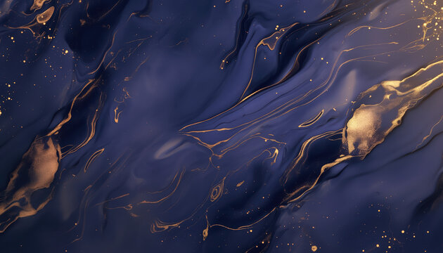 Soft, deep violet marble texture with gold veins, polished stone backgroung, fluid surface, abstract painting