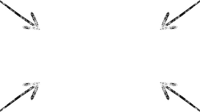 four arrows pointing centre on white background animation video