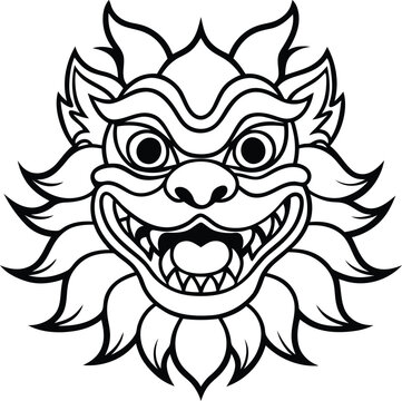 recommend clip art: Chinses mask silhouette vector illustration,  demon mask line art, samurai mask vector, devil mask 