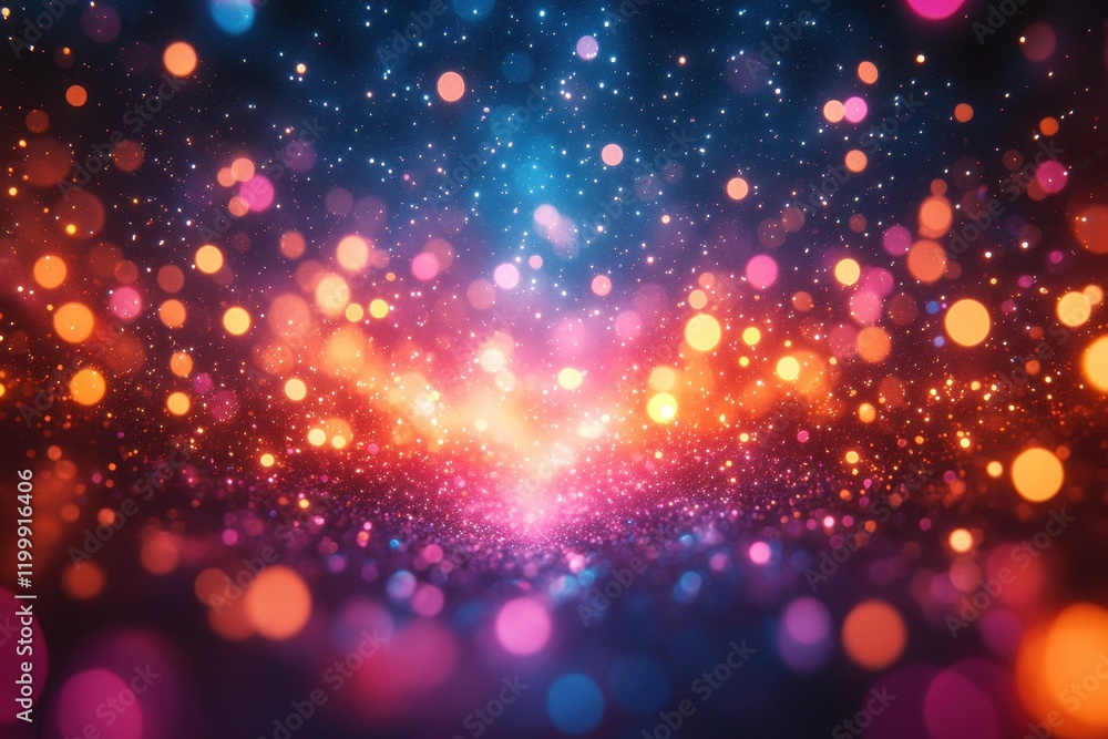 Poster colorful abstract background with glowing bokeh lights and sparkles creating a vibrant atmosphere