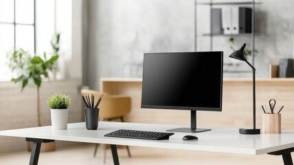 Stylish workspace featuring a modern desktop computer setup.