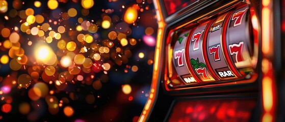 Exciting casino action winning reels and slot machines in a vibrant environment with colorful lights