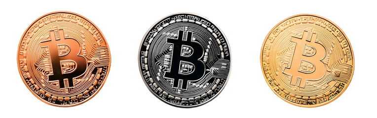 Three vit coins on white background