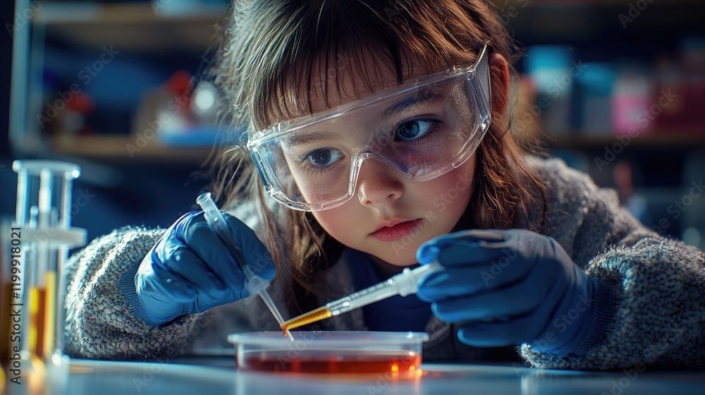 Poster young scientist conducting an experiment in a lab