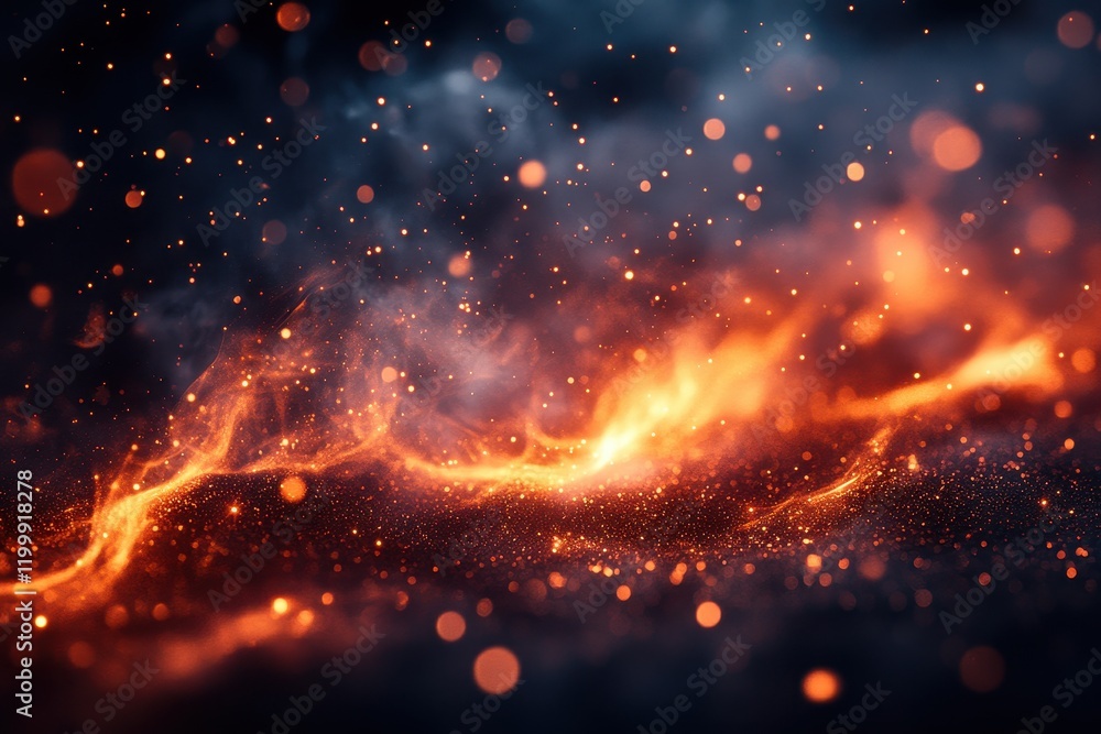 Aufkleber dynamic swirling flames and glowing particles create a mesmerizing display of fire and smoke in a da