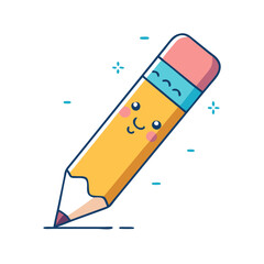 cute pencil icon, cute pencil vector illustration-simple illustration of cute pencil, perfect for cute pencil logos and themed design 