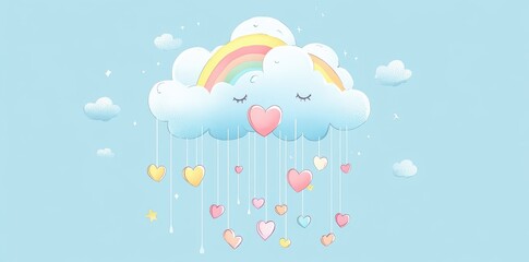 Rainbow Cloud Dreaming Sweet Little Hearts