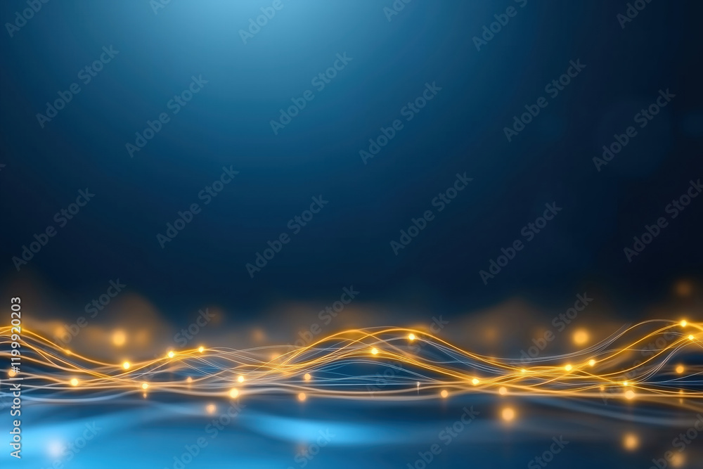 Poster illuminated abstract waves of light creating dynamic motion in dark atmosphere
