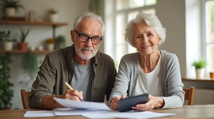 Focused Seniors Reviewing Financial Details Together