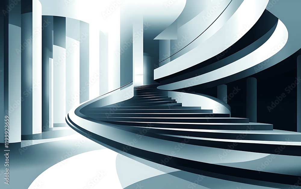 Aufkleber abstract modern spiral staircase in futuristic architecture