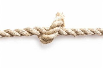 Studio shot of a rope with knot connecting two sides on white background