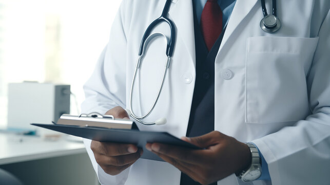 Trabajo en equipo profesional y confianza del paciente en el concepto de hospitalidad del hospital. M&eacute;dicos y pacientes se sientan y hablan con el paciente sobre la medicaci&oacute;n.