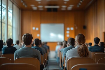 Students Listening to Lecture in Auditorium Rows