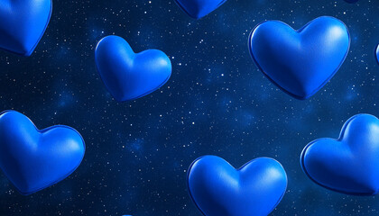Fototapeta premium Cosmic Heart-shaped Stars in a Deep Blue Galaxy - Magical Space Background for Design Projects
