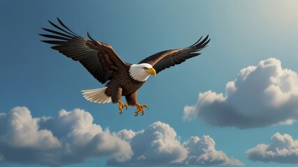 Naklejka premium The bald eagle in flight. 