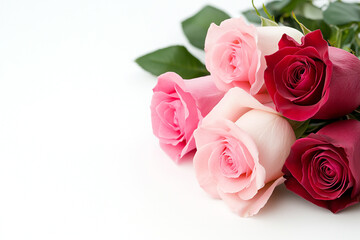 Fototapeta premium Romantic-photograph-of-blooming-roses-in-soft-pink-and-red-perfect-for-Valentines-Day
