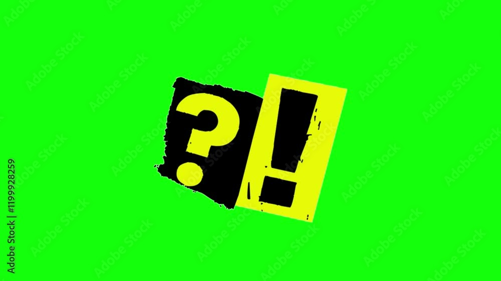 Poster animated question mark and exclamation mark on transparent background.