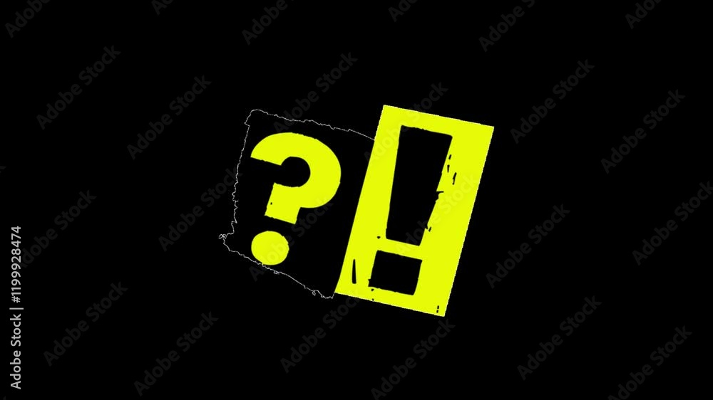 Poster animated question mark and exclamation mark on transparent background.