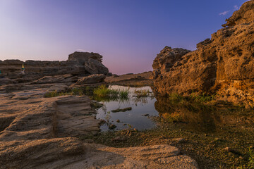 Sunrise on the beautiful Nikolas beach on the island of Rhodes in Greece. Seascape