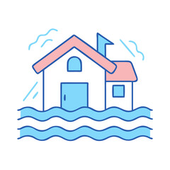 flooding house icon, flooding house vector illustration-simple illustration of flooding house, perfect for flooding house logos and themed design 